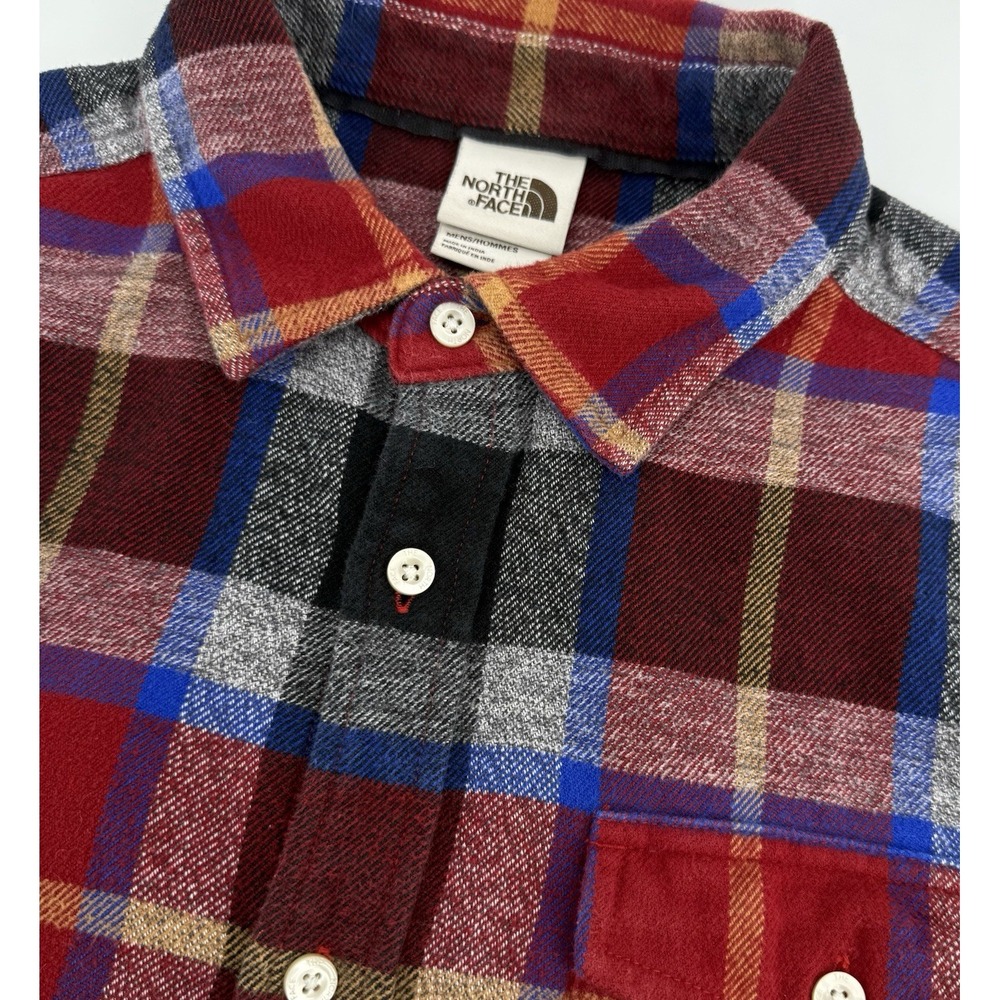 The North Face Flannel Shirt Men's M Plaid Colorful Midweight Cotton Outdoor